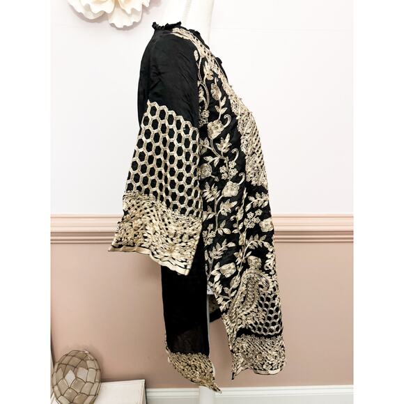 Agha Noor 3/4 sleeve Embroidered Tunic Kurta Top Size Small - Picture 3 of 6